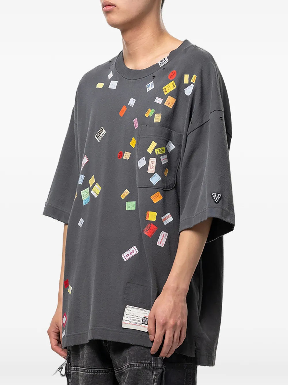Maison MIHARA YASUHIRO camiseta con efecto envejecido - negro