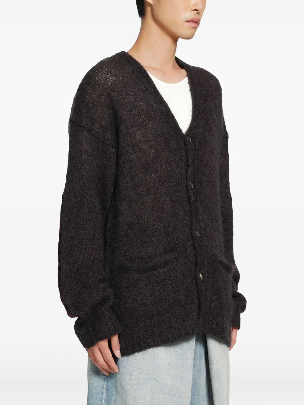Maison Margiela cárdigan con parche de terciopelo - Marrón - imagen 2