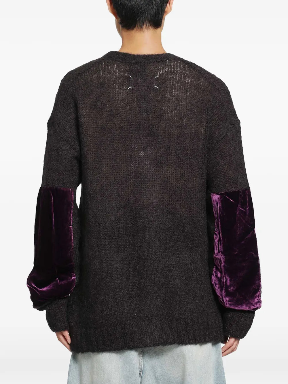 Maison Margiela cárdigan con parche de terciopelo - Marrón - imagen 3