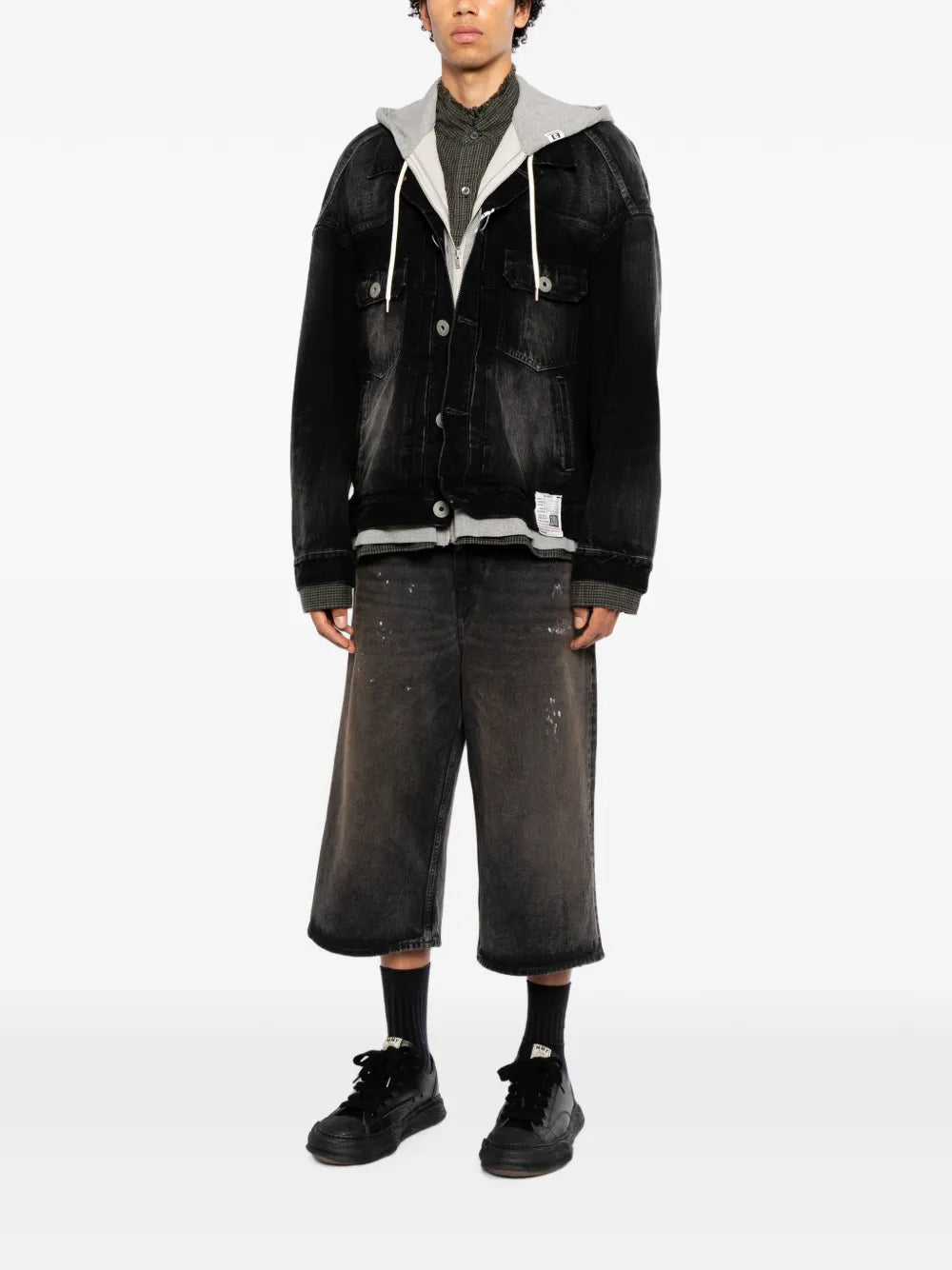 Maison MIHARA YASUHIRO chaqueta vaquera con triple capa - negro