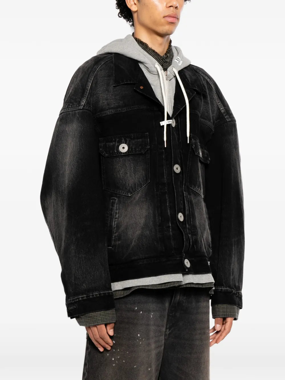 Maison MIHARA YASUHIRO chaqueta vaquera con triple capa - negro