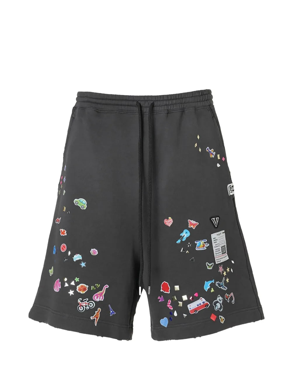 Maison MIHARA YASUHIRO pantalones cortos de deporte con pegatinas estampadas - gris