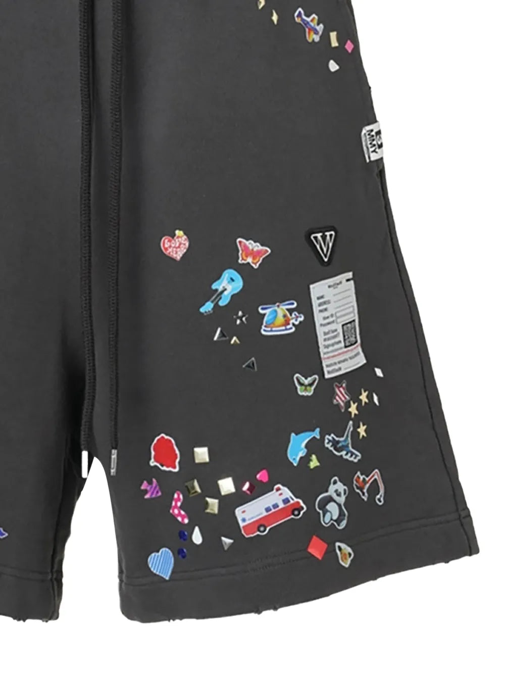 Maison MIHARA YASUHIRO pantalones cortos de deporte con pegatinas estampadas - gris