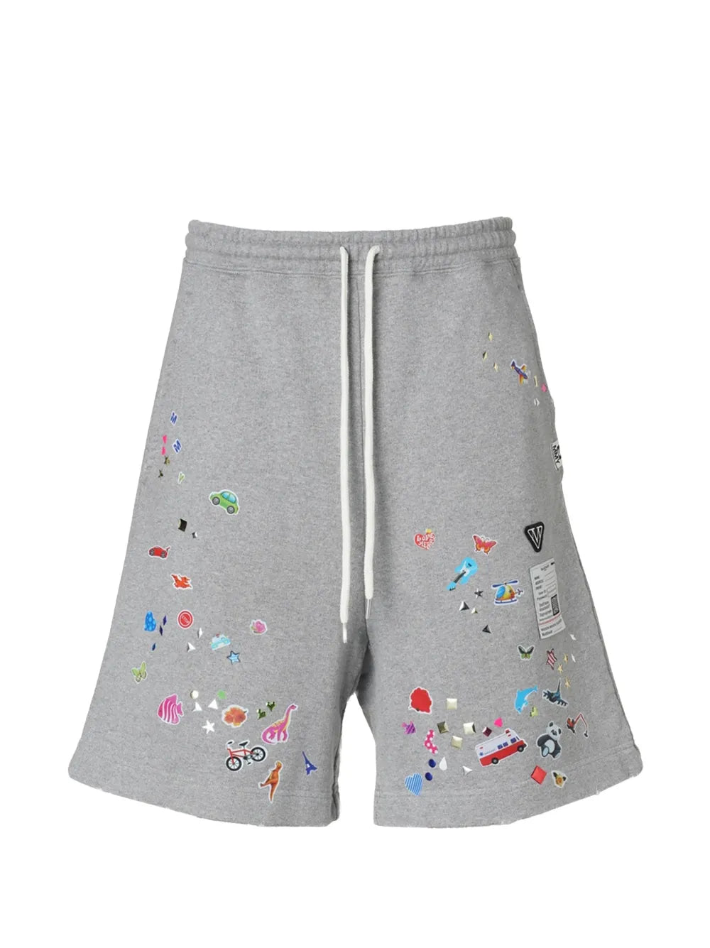 Maison MIHARA YASUHIRO pantalones cortos de deporte con pegatinas estampadas - gris