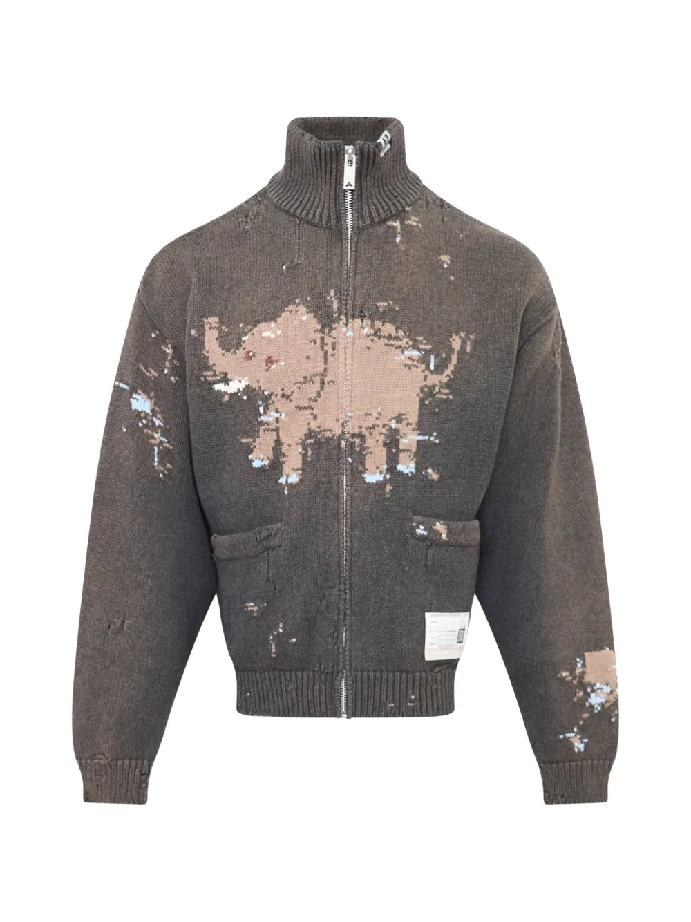 Maison MIHARA YASUHIRO cárdigan de punto con motivo de elefante en jacquard - gris