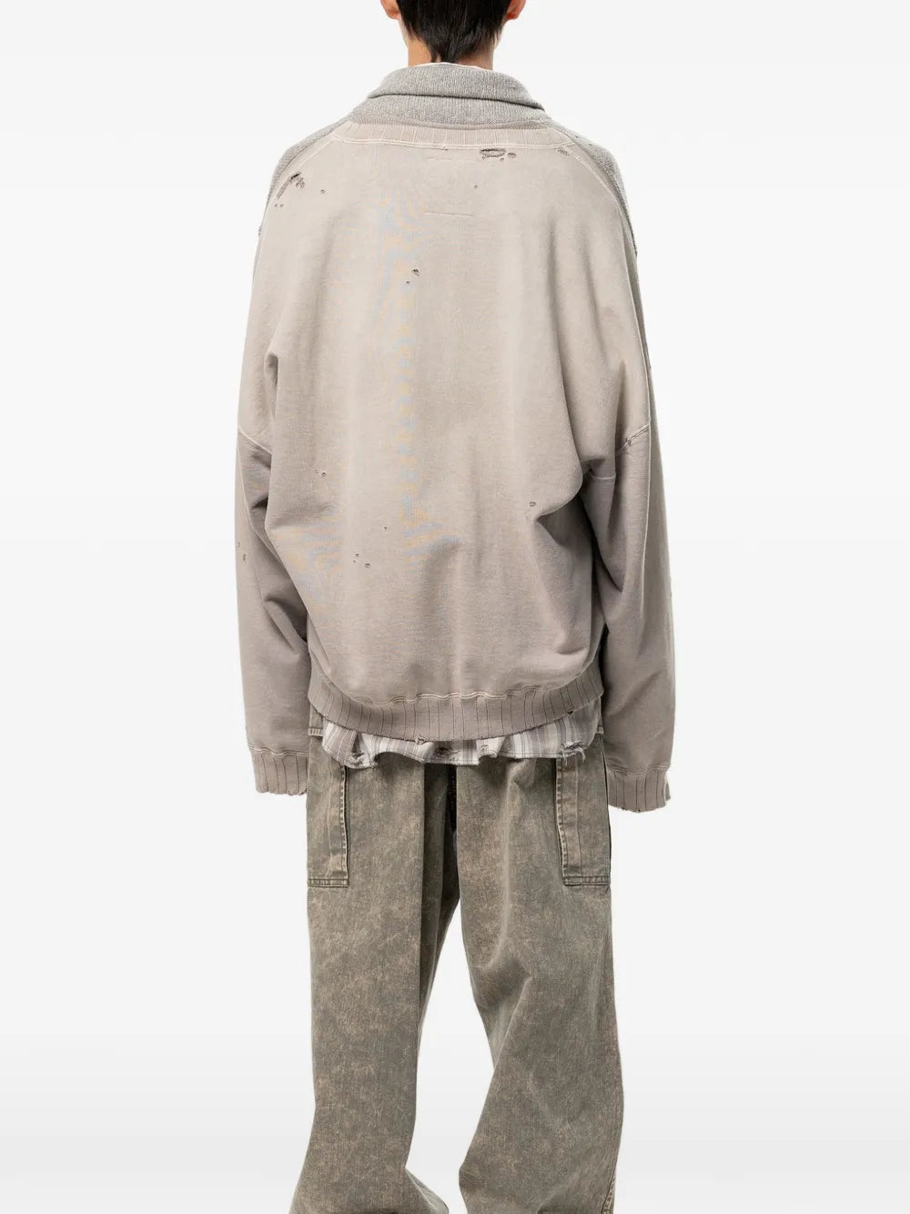 Maison MIHARA YASUHIRO cárdigan tejido combiando con sudadera - gris