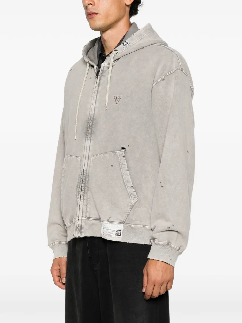 Maison MIHARA YASUHIRO sudadera con capucha y efecto envejecido - gris