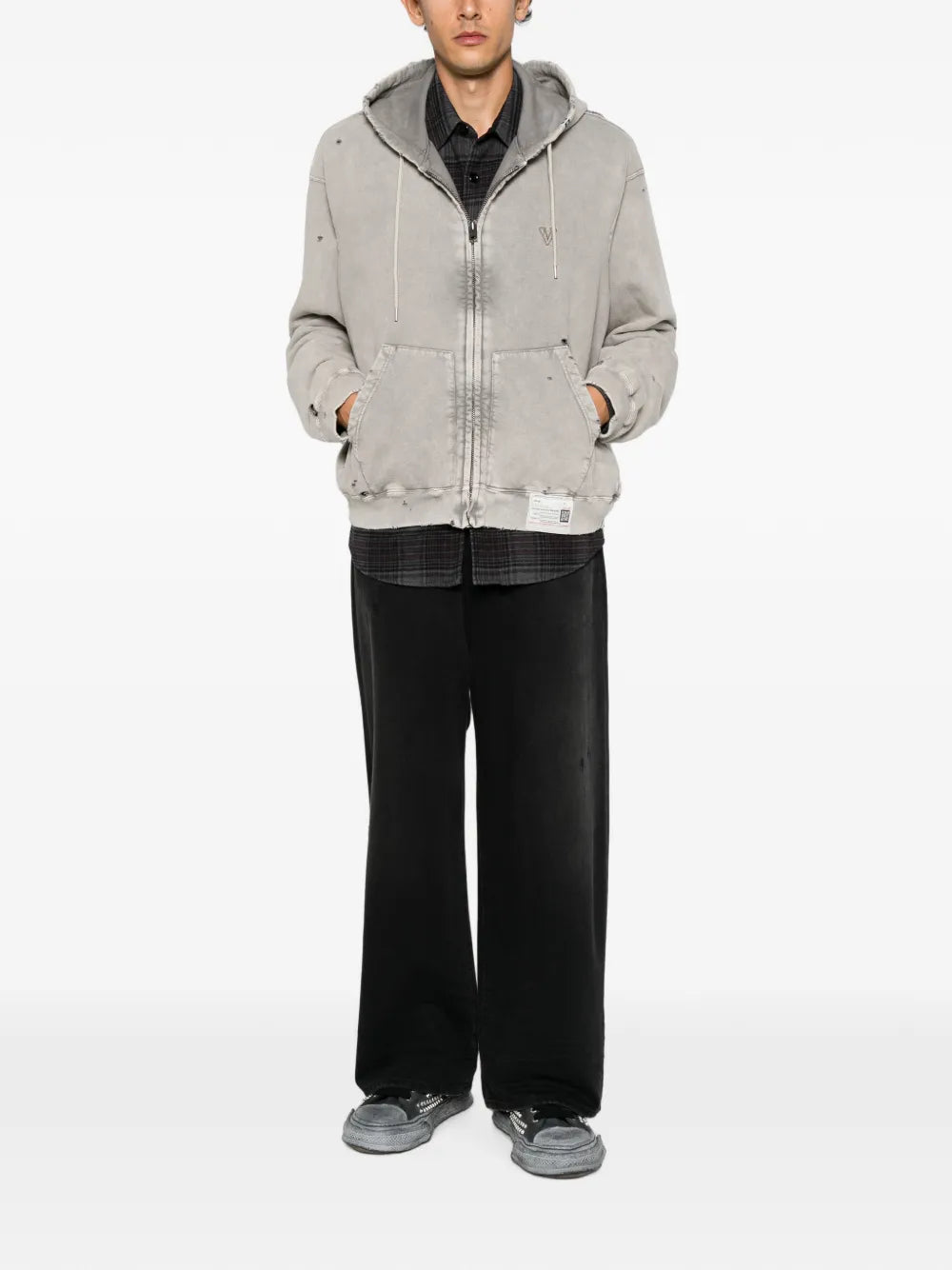 Maison MIHARA YASUHIRO sudadera con capucha y efecto envejecido - gris