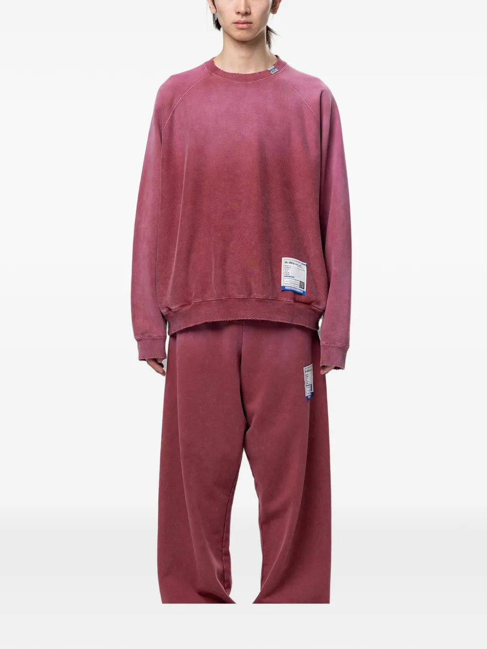 Maison MIHARA YASUHIRO sudadera con efecto envejecido y degradado - rojo