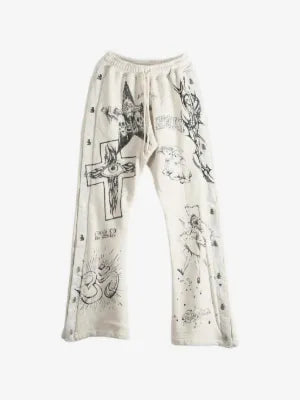 HELLSTAR pants con estampado gráfico gris