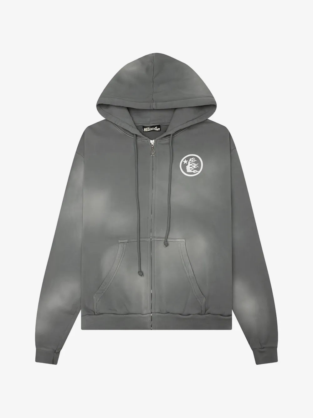 HELLSTAR hoodie con cierre y logo estampado gris