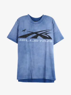 HELLSTAR playera de algodón con estampado gráfico azul