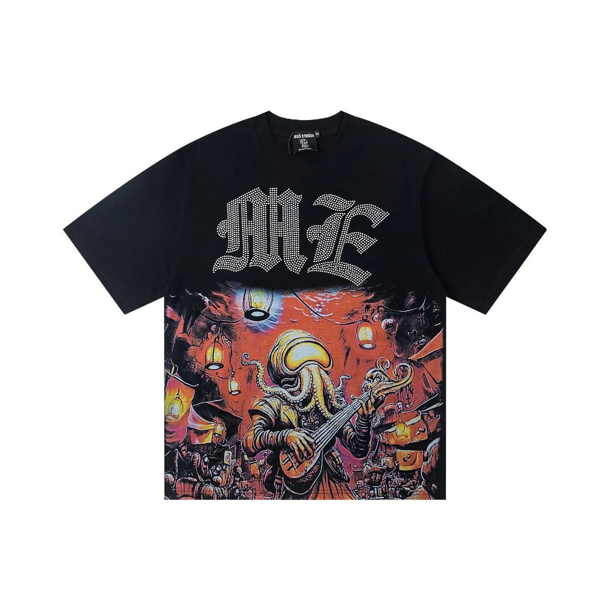 Mixed Emotion Octopus Music Graphic T-Shirt