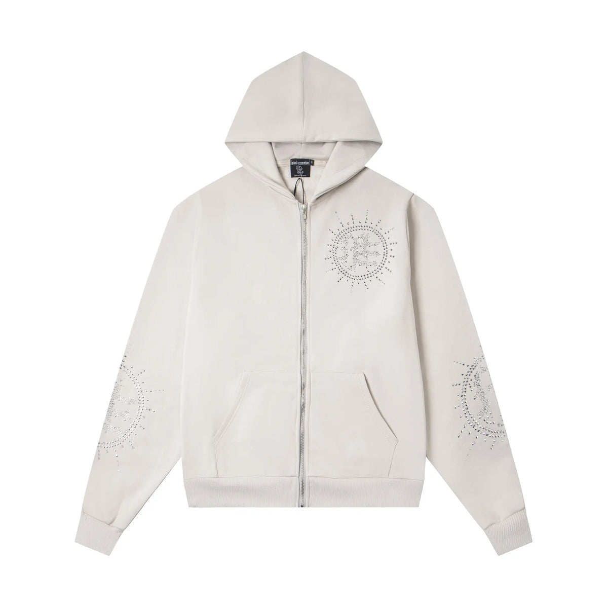 MIXED EMOTION Symbol Zip-Up Hoodie – Cream Minimal Emotional Streetwear