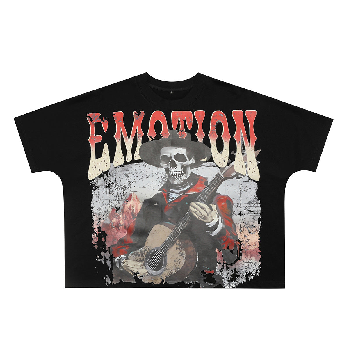MIXED EMOTION Skull Guitar Graphic T-Shirt – Dark Vintage Streetwear