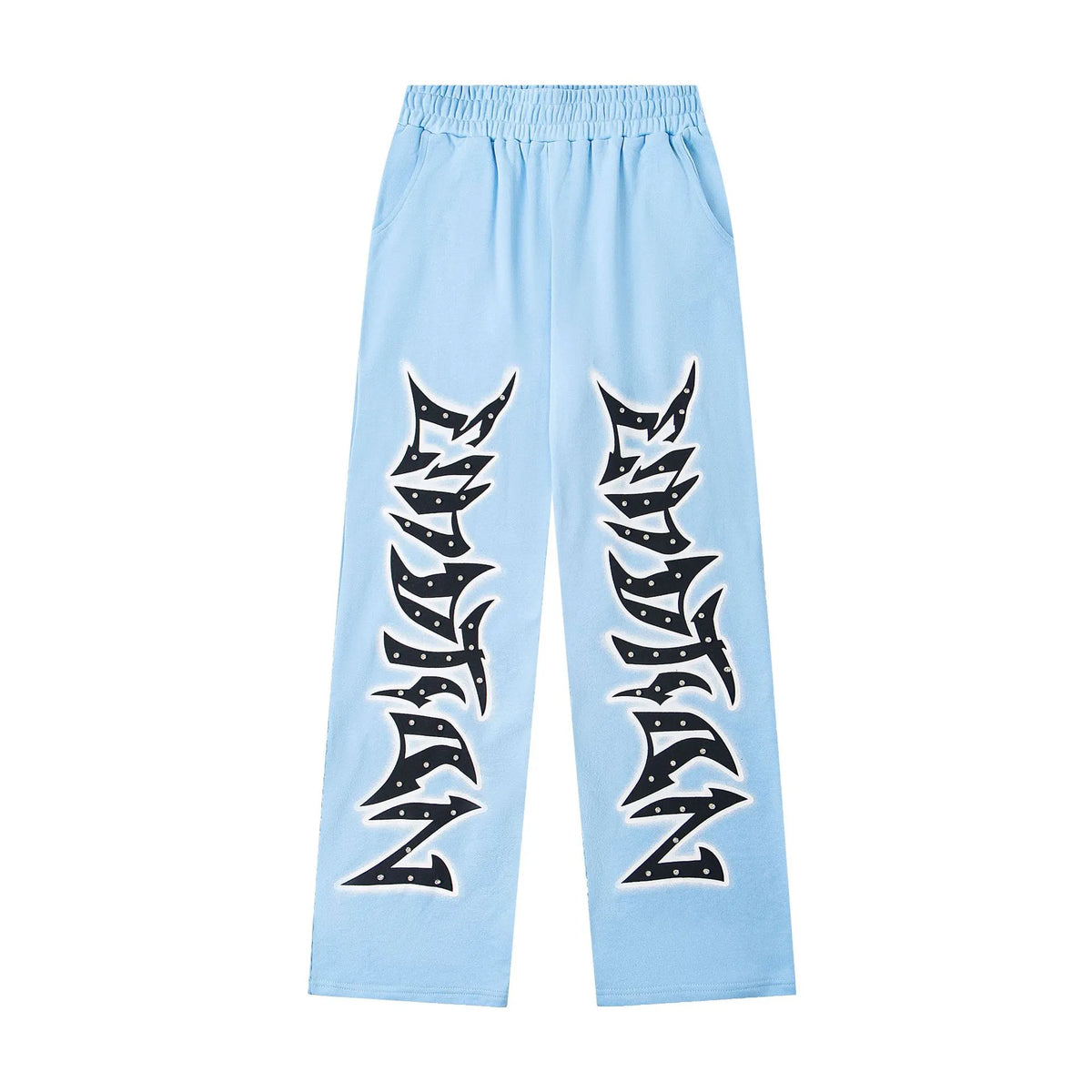Mixed Emotion Emotion Flame Graphic Sweatpants – Blue Streetwear Jogger Pants
