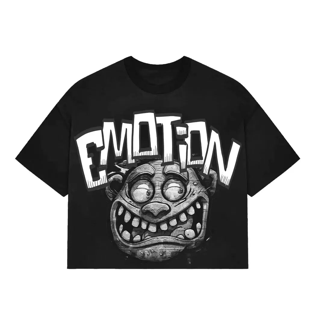 MIXED EMOTION Cartoon Face Graphic T-Shirt – Chaos Streetwear Tee