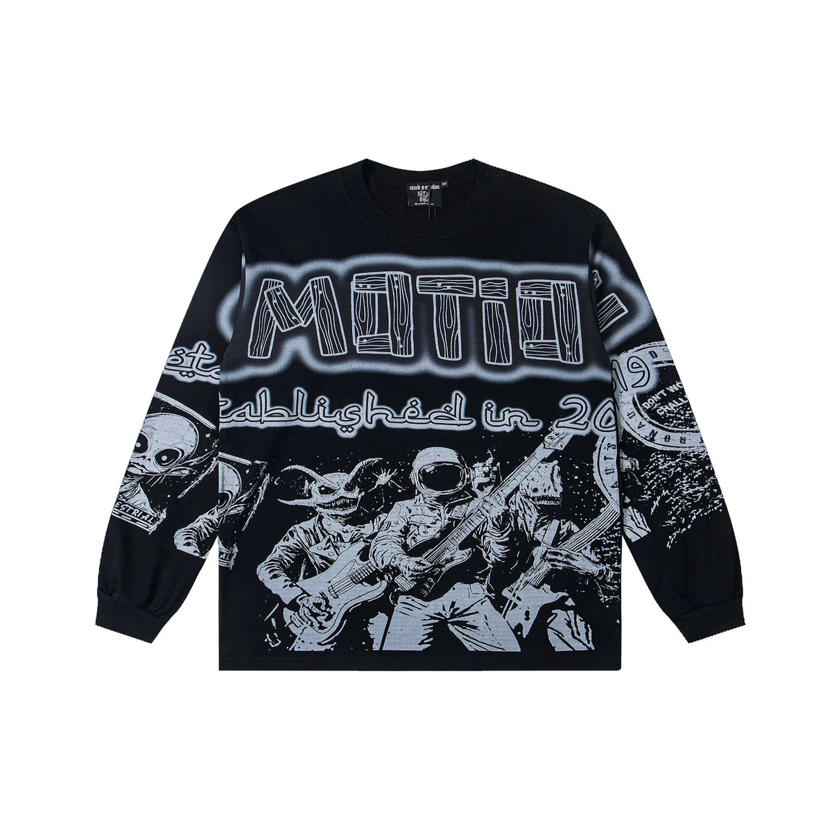 Mixed Emotion Noise Echo Graphic Long Sleeve T-Shirt