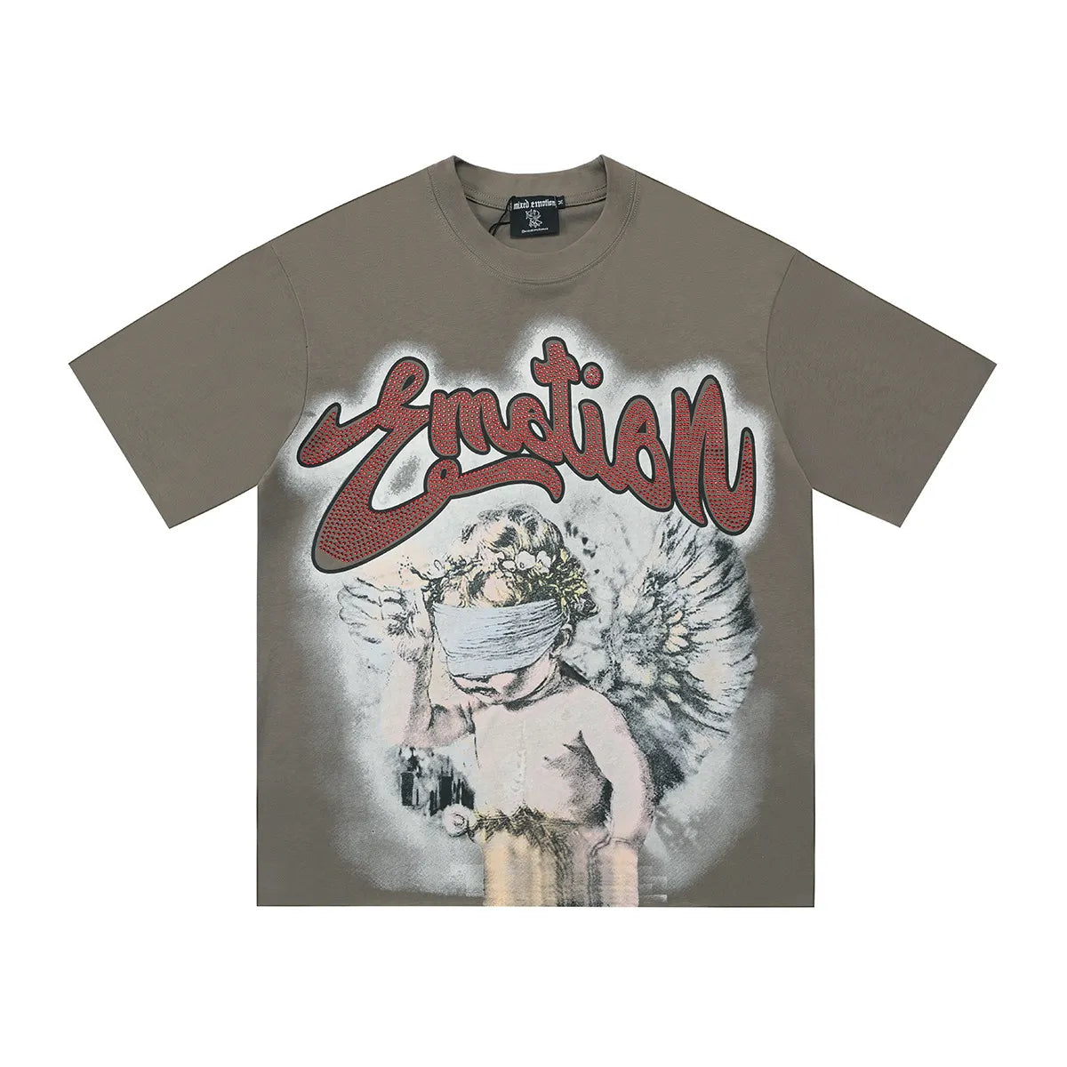 Mixed Emotion Blindfold Cherub Graphic T-Shirt
