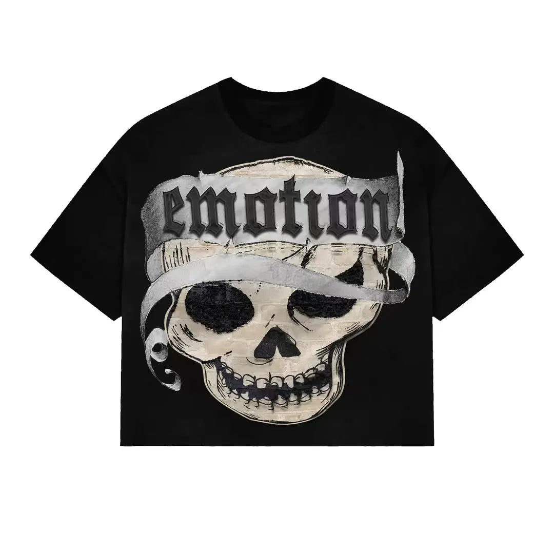 MIXED EMOTION Skull Graphic T-Shirt – Dark Emotional Streetwear Tee