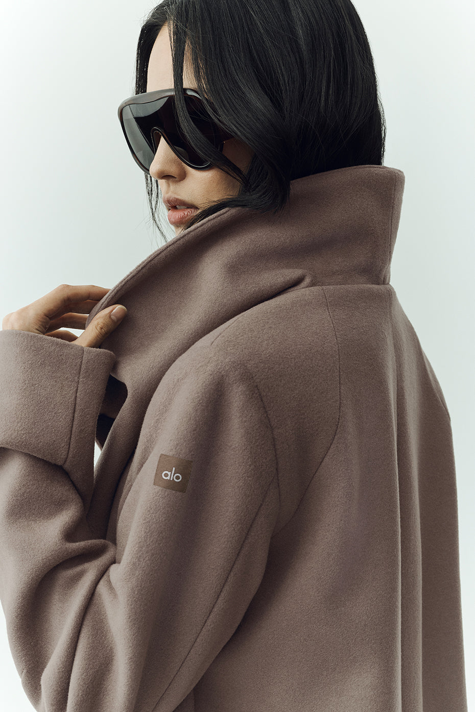 Alo Yoga Wool Blend Nightfall Long Coat - Alpine Cocoa Heather - imagen 4