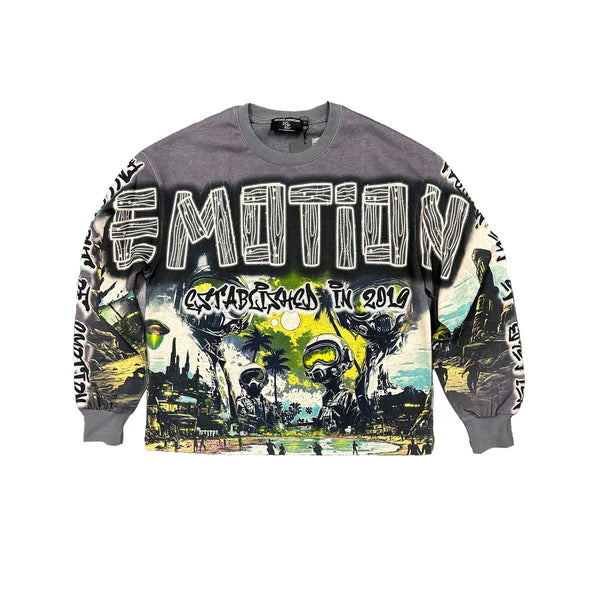 Mixed Emotion Grey UFO Long Sleeve Tee