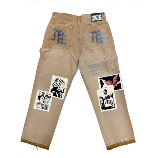 Mixed Emotion Newspaper Carpenter Pants