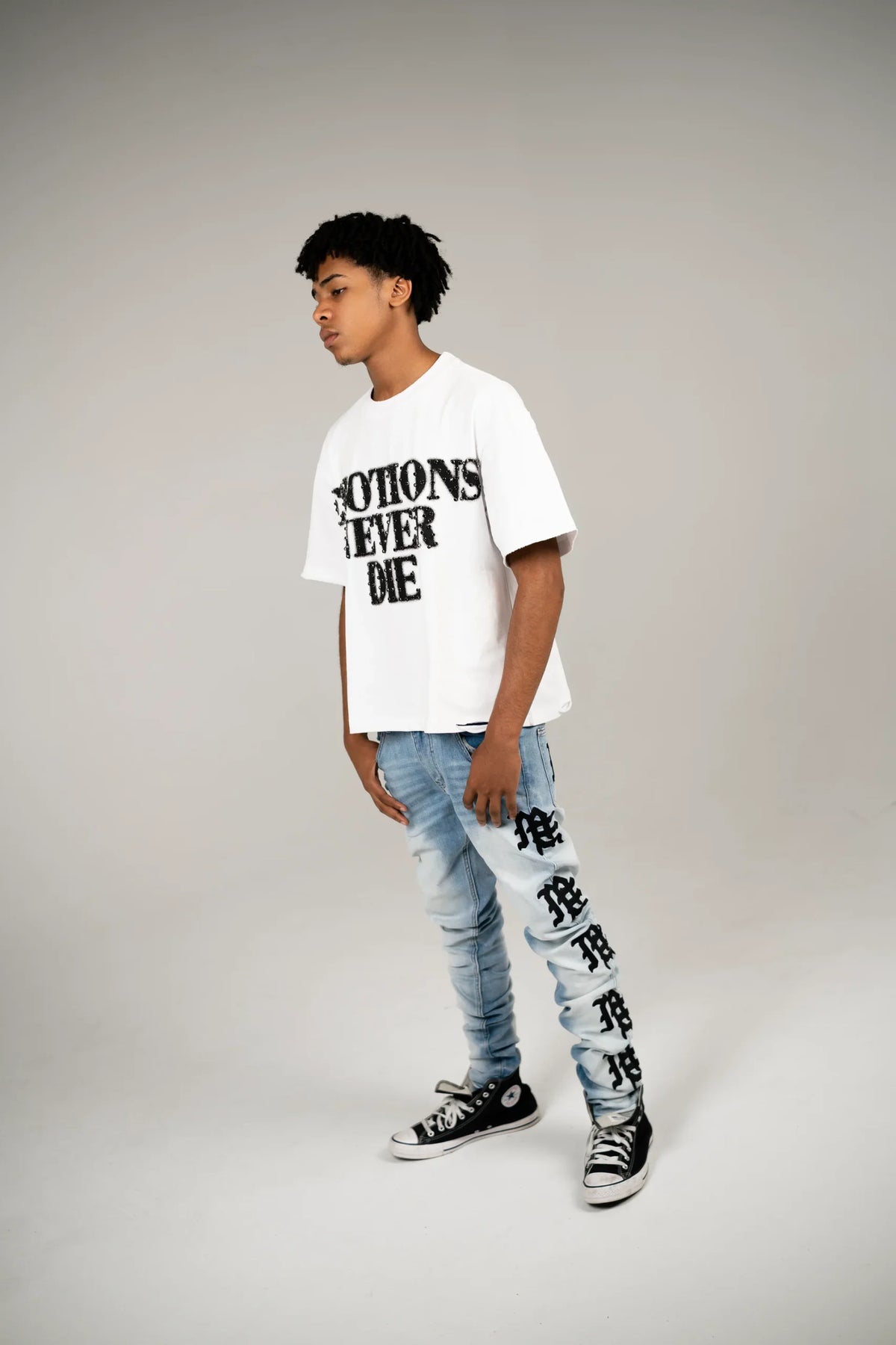 Mixed Emotion Monogram Denim Light Blue Wash