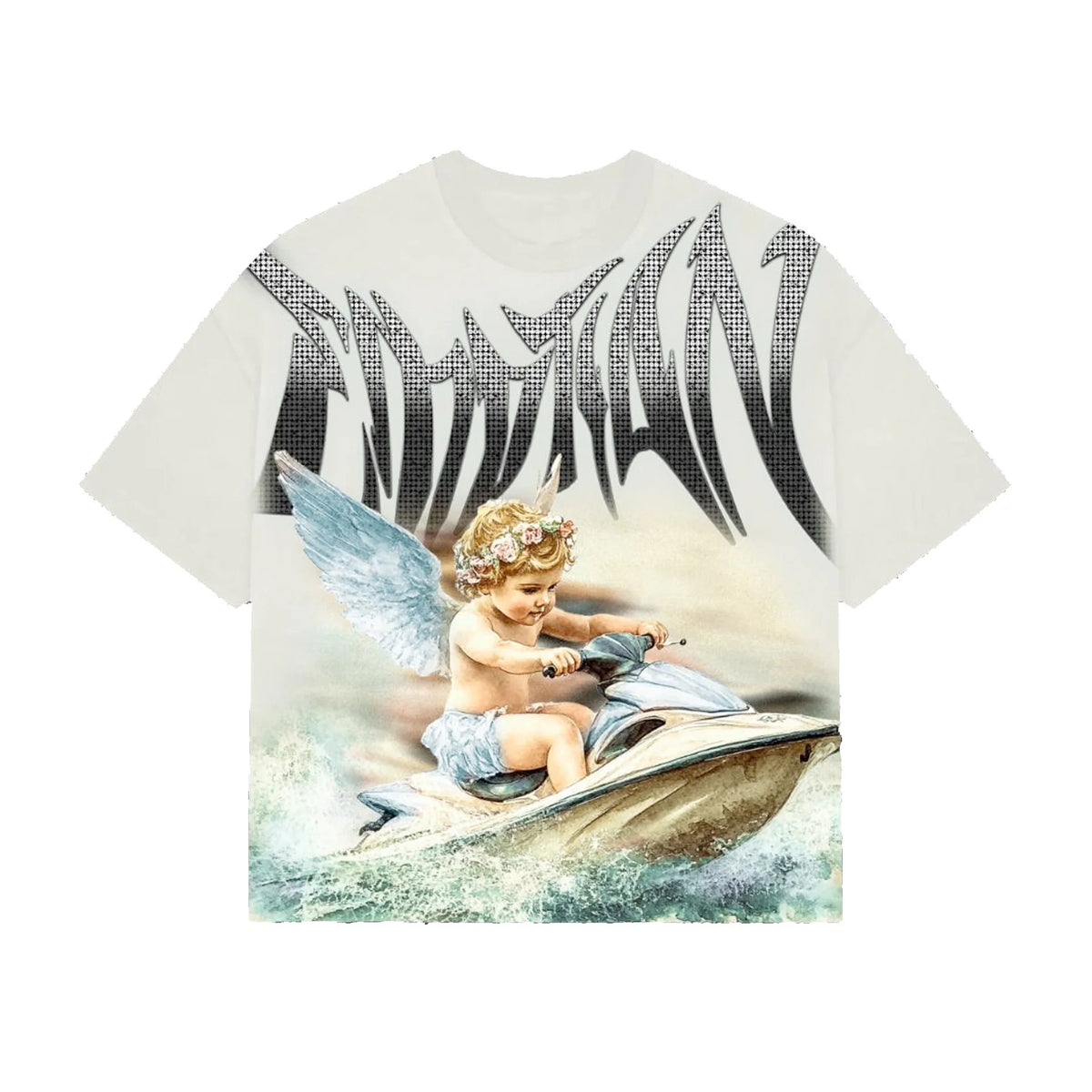 Mixed Emotion Cream Jetski Rhinestone Tee