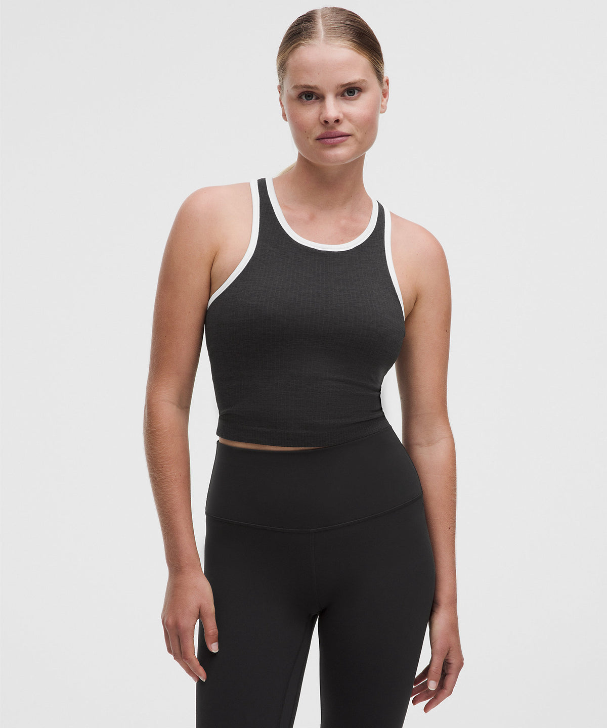 Lululemon Ebb to Street Cropped Racerback Tank Top Contrast - Black - imagen 1