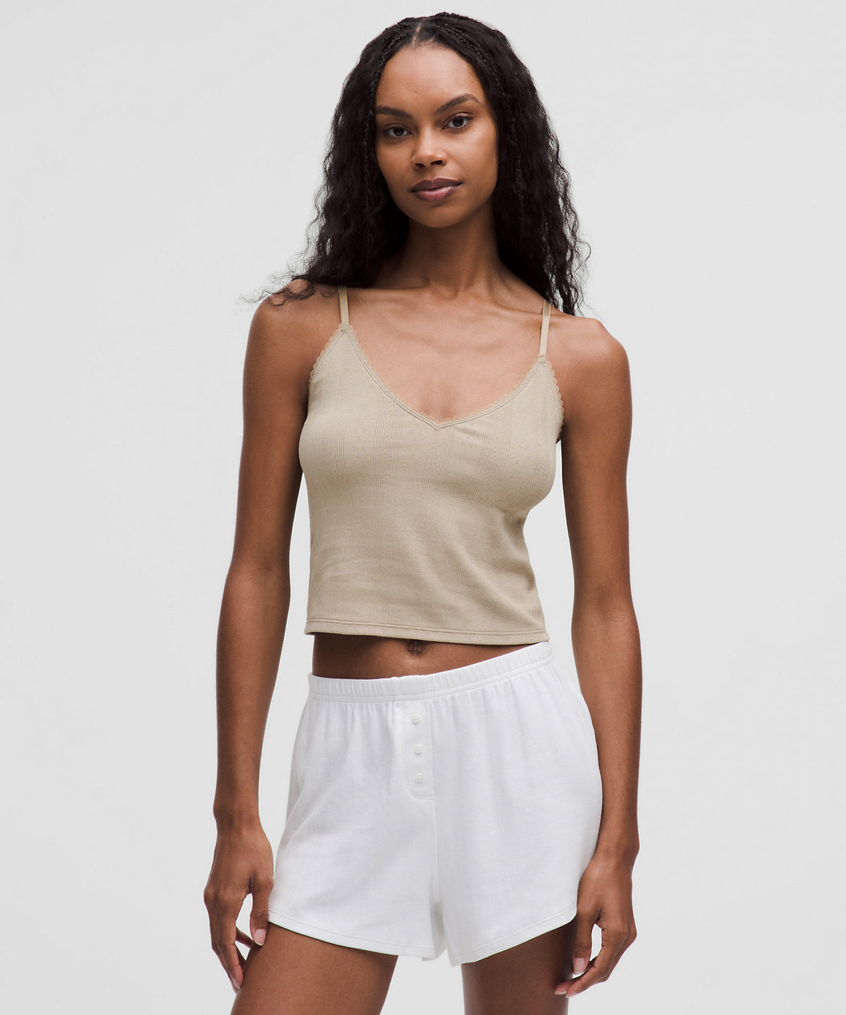 Lululemon Cotton Pointelle Cropped Cami Tank Top - Sheer Oak - imagen 2