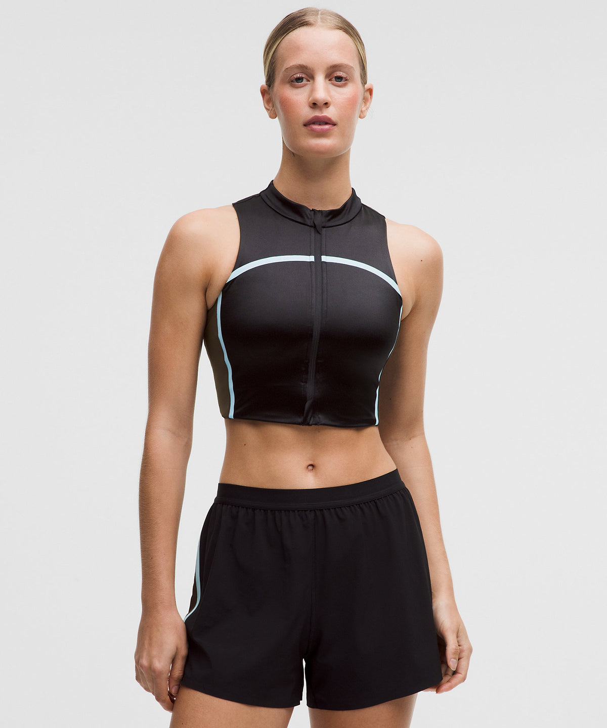 Lululemon Satin Shine Full-Zip Tank Top Medium Support, B/C Cup Stripe - Black - imagen 1