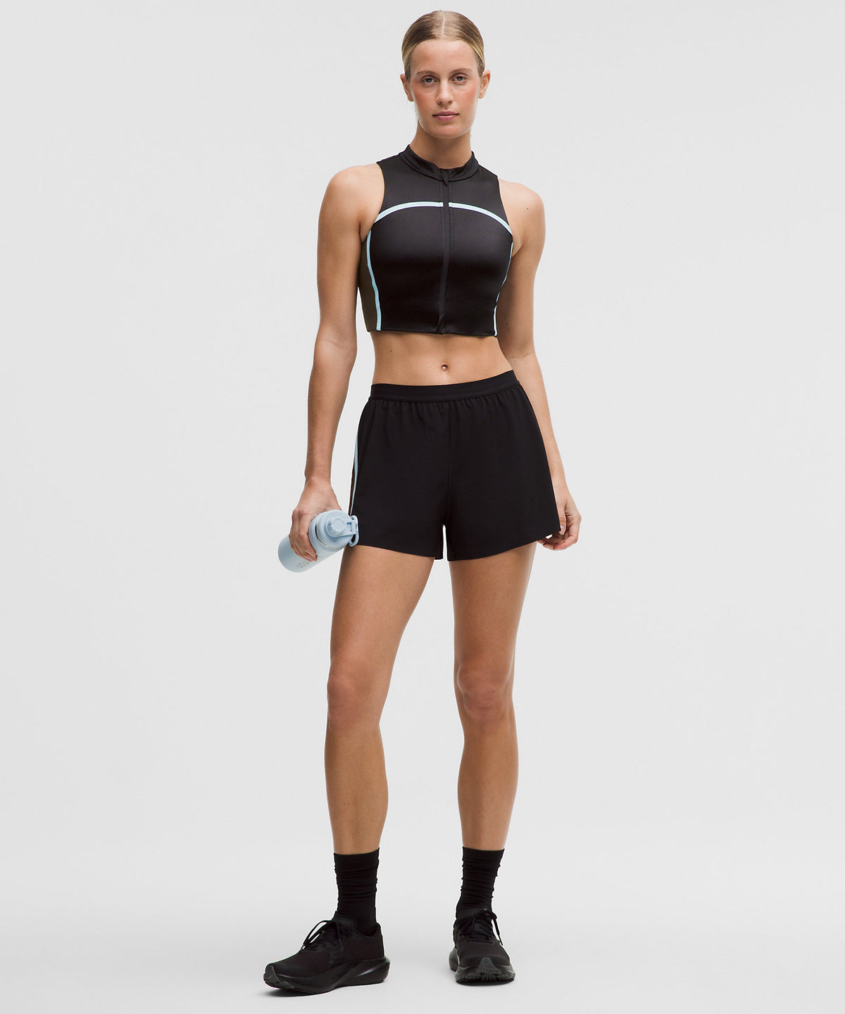 Lululemon Satin Shine Full-Zip Tank Top Medium Support, B/C Cup Stripe - Black - imagen 3
