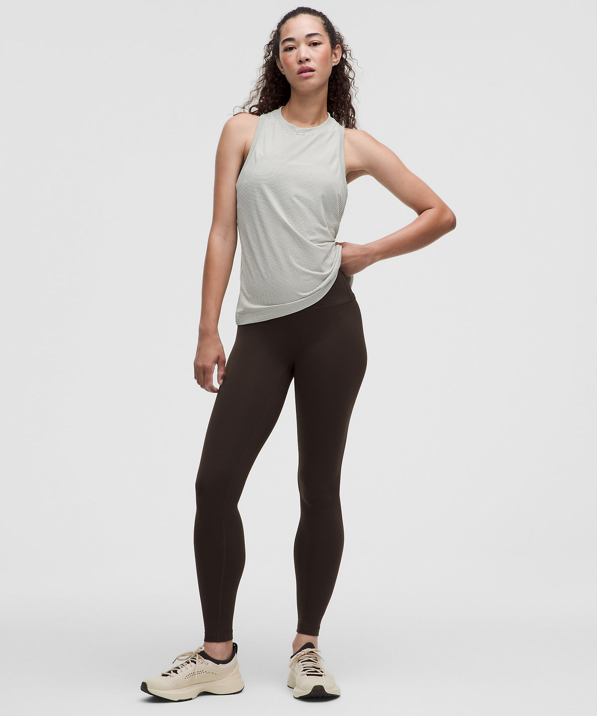 Lululemon Swiftly Relaxed Tank Top Hip Length - Tempo Stripe Light Ivory - imagen 3