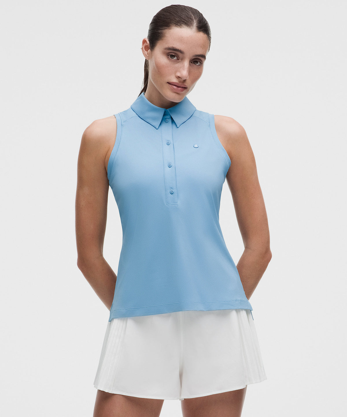Lululemon Quick-Dry Sleeveless Polo Shirt Straight Hem Logo - Dreamy Blue - imagen 1