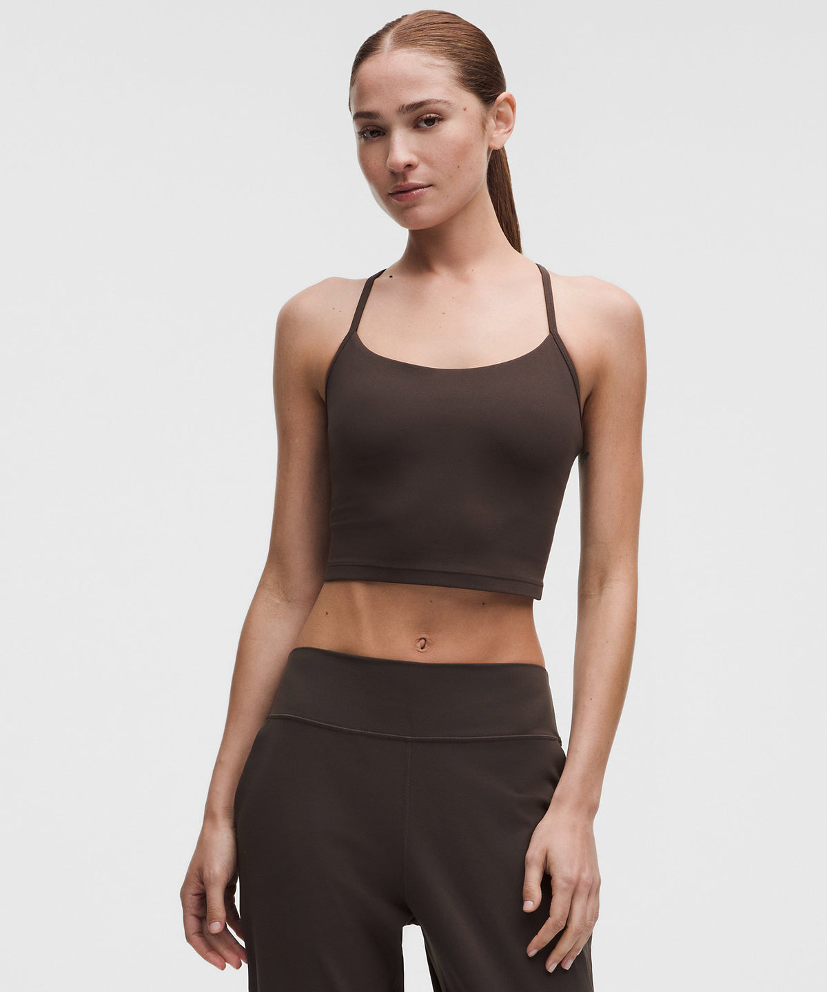 Lululemon Flow Y Cropped Tank Top Light Support, B/C Cup - Mahogany Muse - imagen 1