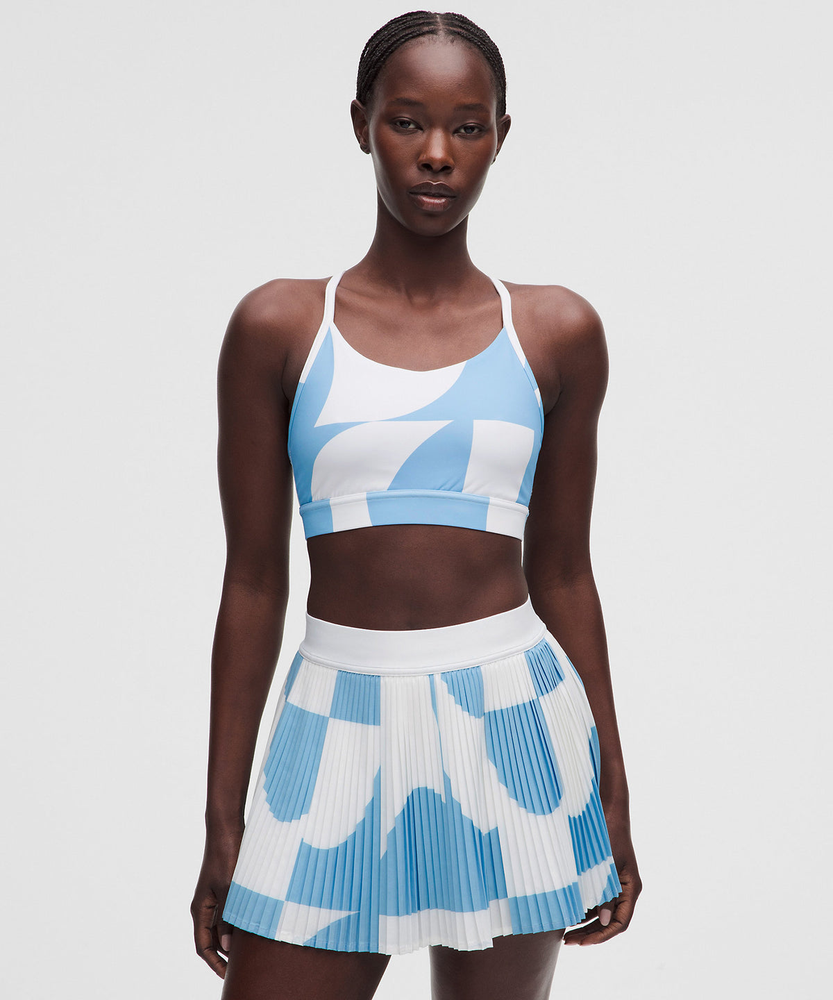 Lululemon Flow Y Mid-Support Bra B/C Cup - Lido Geo White Dreamy Blue - imagen 1