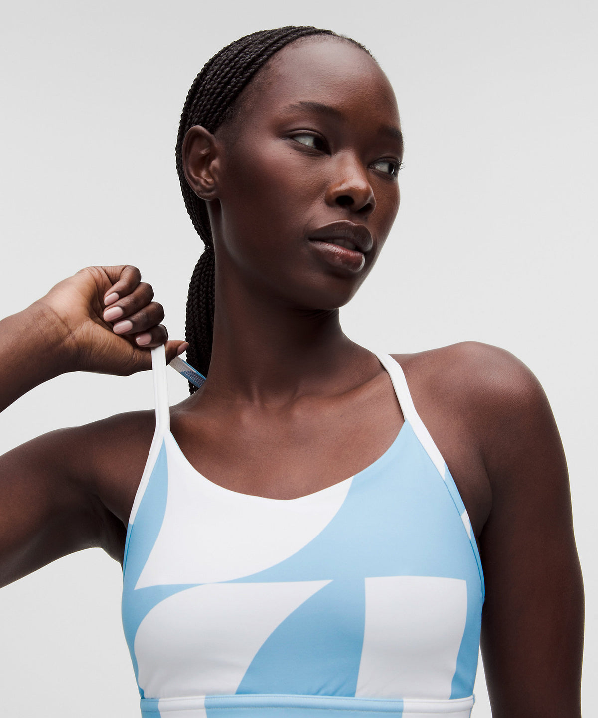 Lululemon Flow Y Mid-Support Bra B/C Cup - Lido Geo White Dreamy Blue - imagen 4