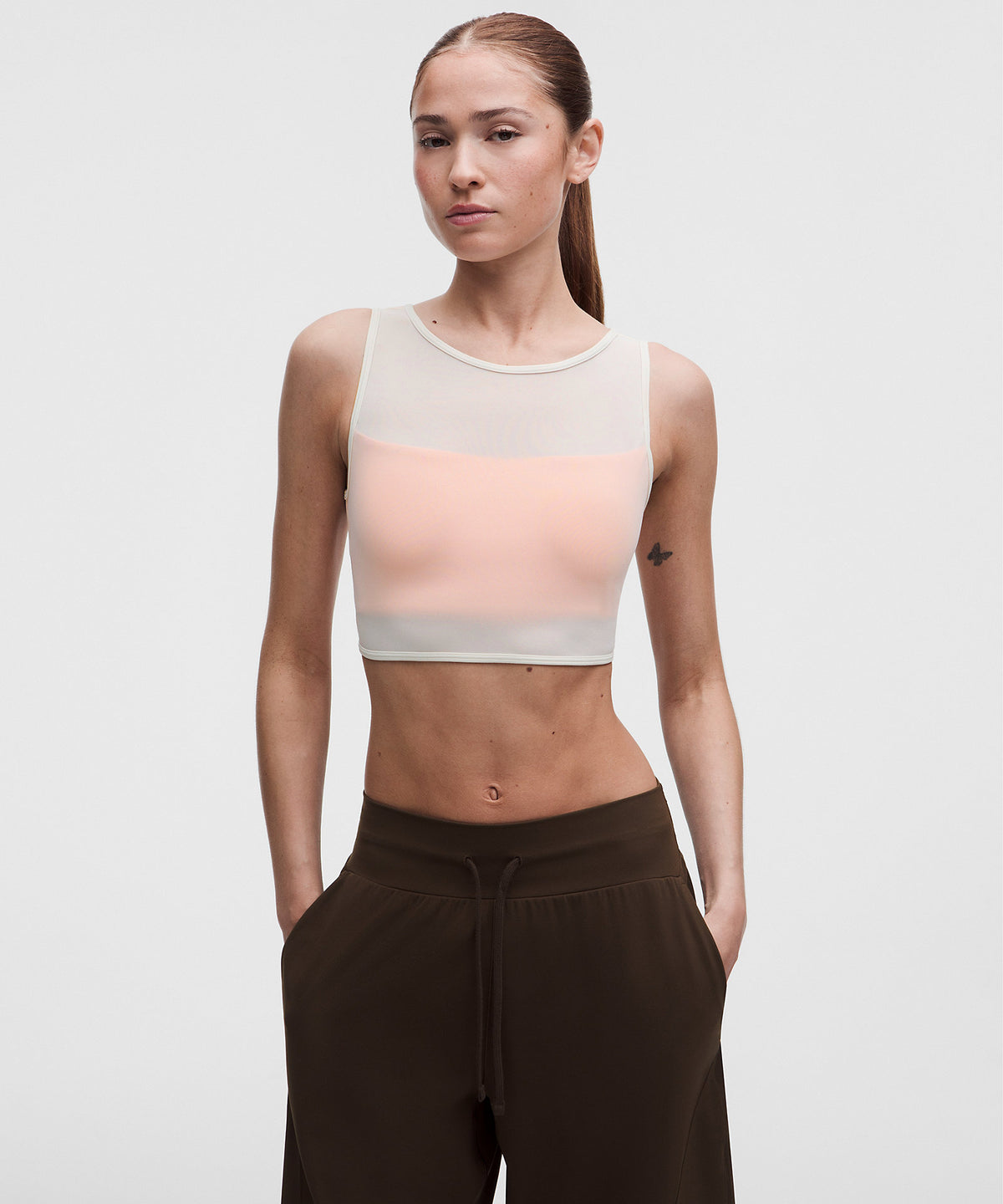 Lululemon Bend This Mesh Bandeau and V-Neck Bra Light Support, A–C Cups - Light Ivory - imagen 1