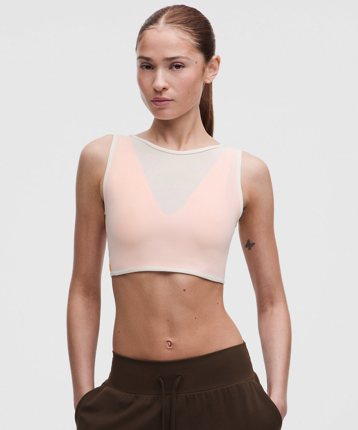Lululemon Bend This Mesh Bandeau and V-Neck Bra Light Support, A–C Cups - Light Ivory - imagen 4