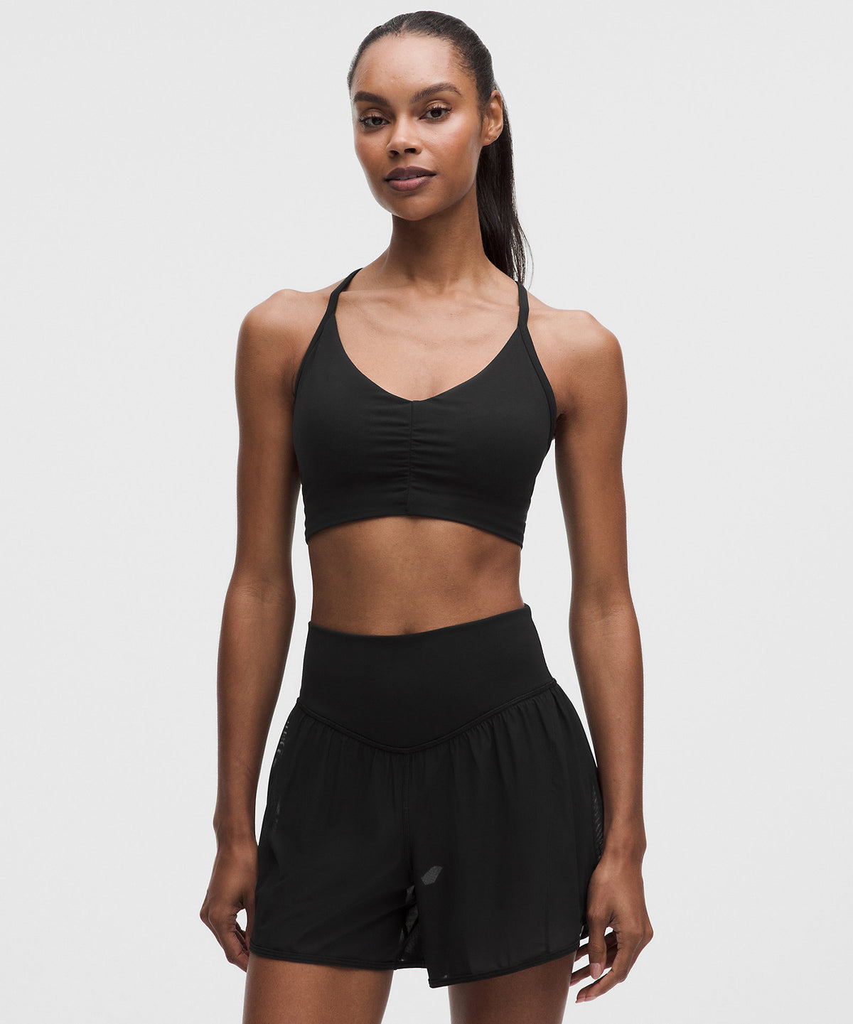 Lululemon Flow Y Ruched Bra Light Support, B/C Cup - Black - imagen 1