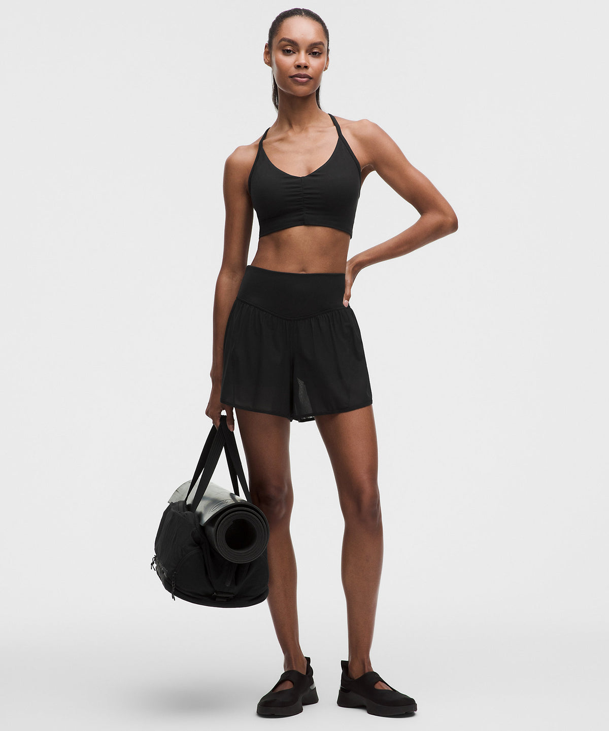 Lululemon Flow Y Ruched Bra Light Support, B/C Cup - Black - imagen 3
