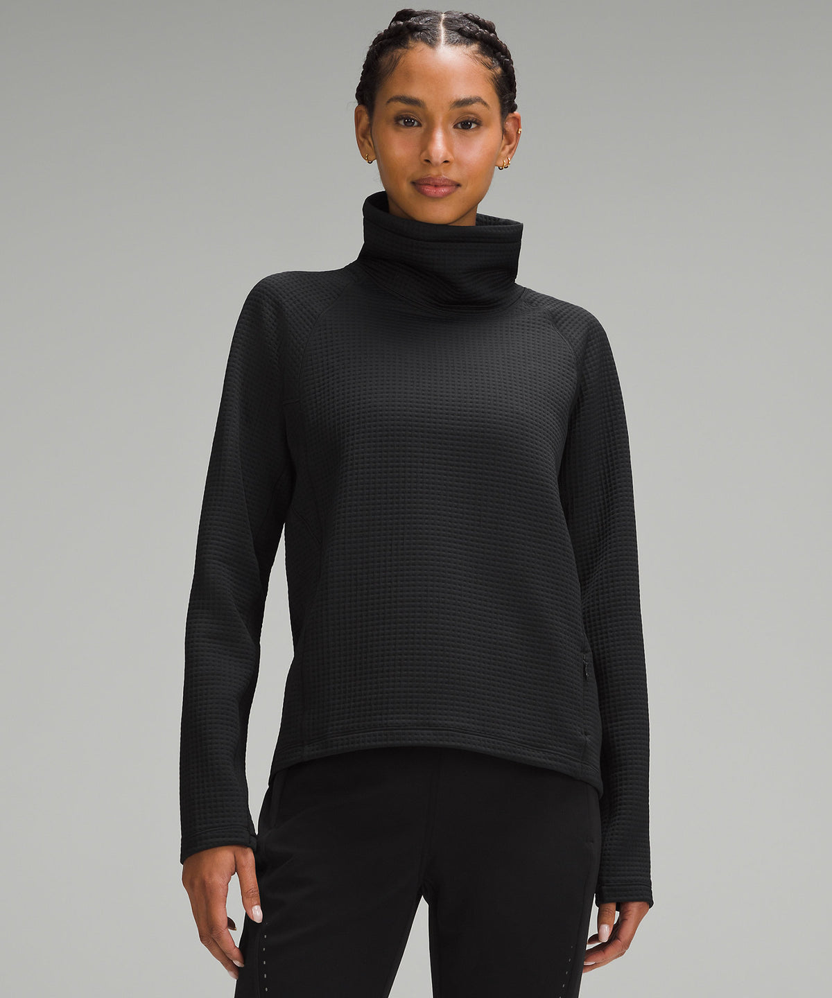 Lululemon Waffle-Knit Funnel-Neck Long-Sleeve Shirt - Black - imagen 1