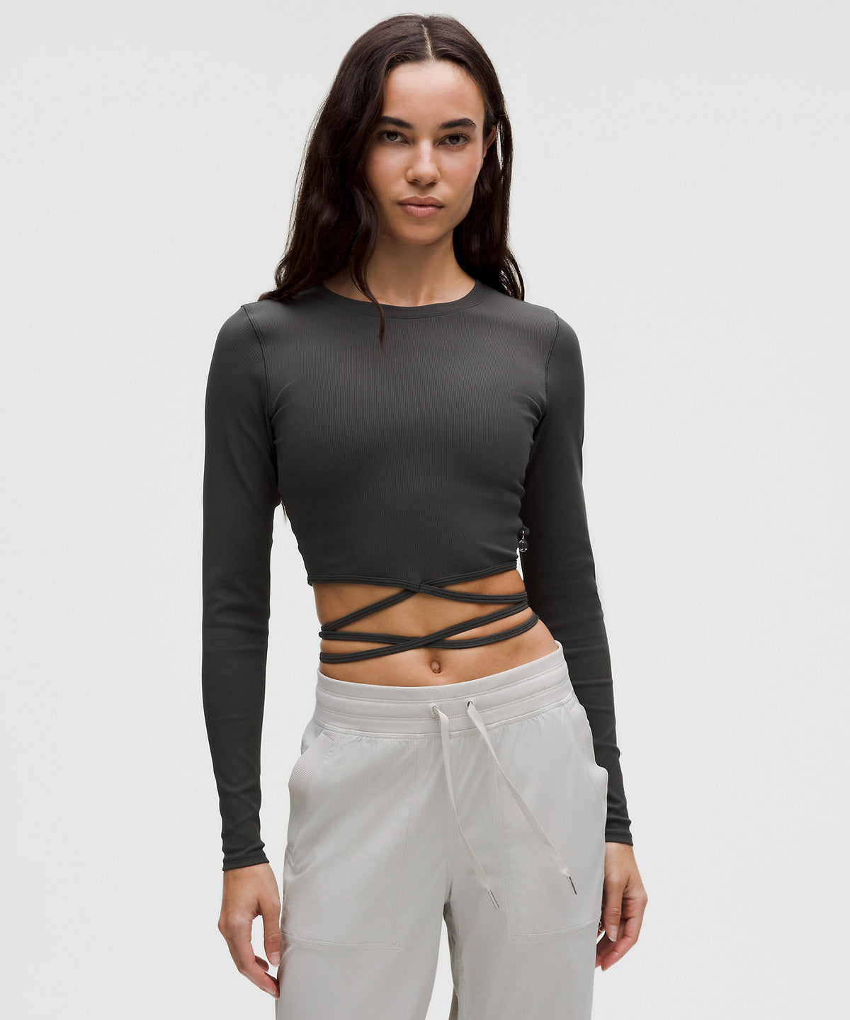 Lululemon Logo Bead Ribbed Waist-Tie Long-Sleeve Shirt - Graphite Grey - imagen 1