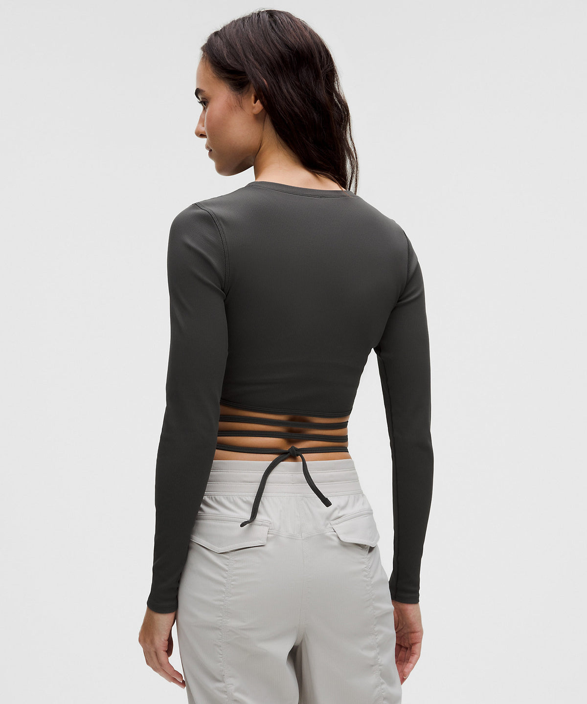 Lululemon Logo Bead Ribbed Waist-Tie Long-Sleeve Shirt - Graphite Grey - imagen 3