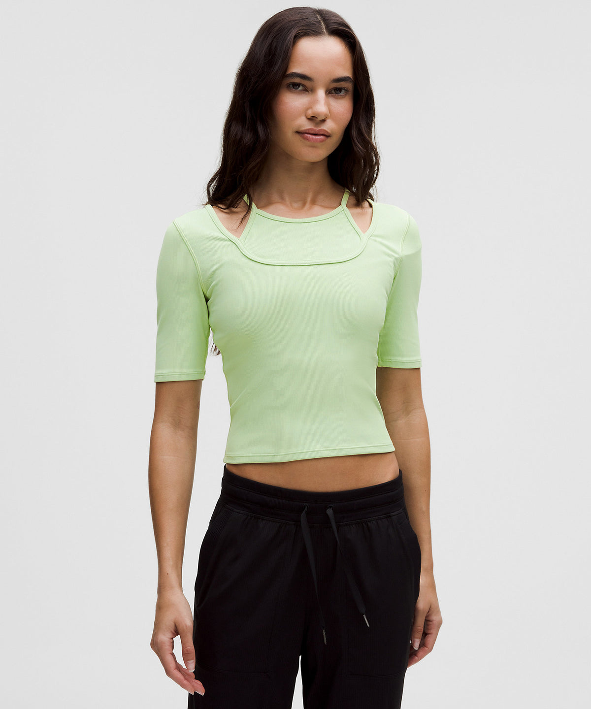 Lululemon Layered-Look Ribbed Short-Sleeve Shirt - Lemongrass - imagen 1