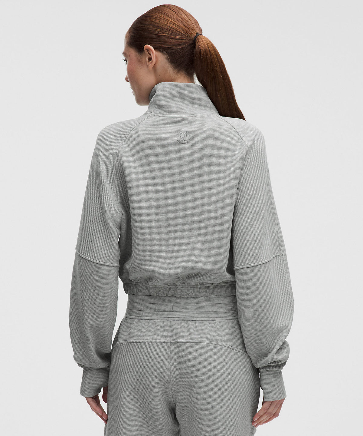 Lululemon Scuba Cropped Funnel-Neck Half Zip Waffle - Heathered Core Medium Grey - imagen 3
