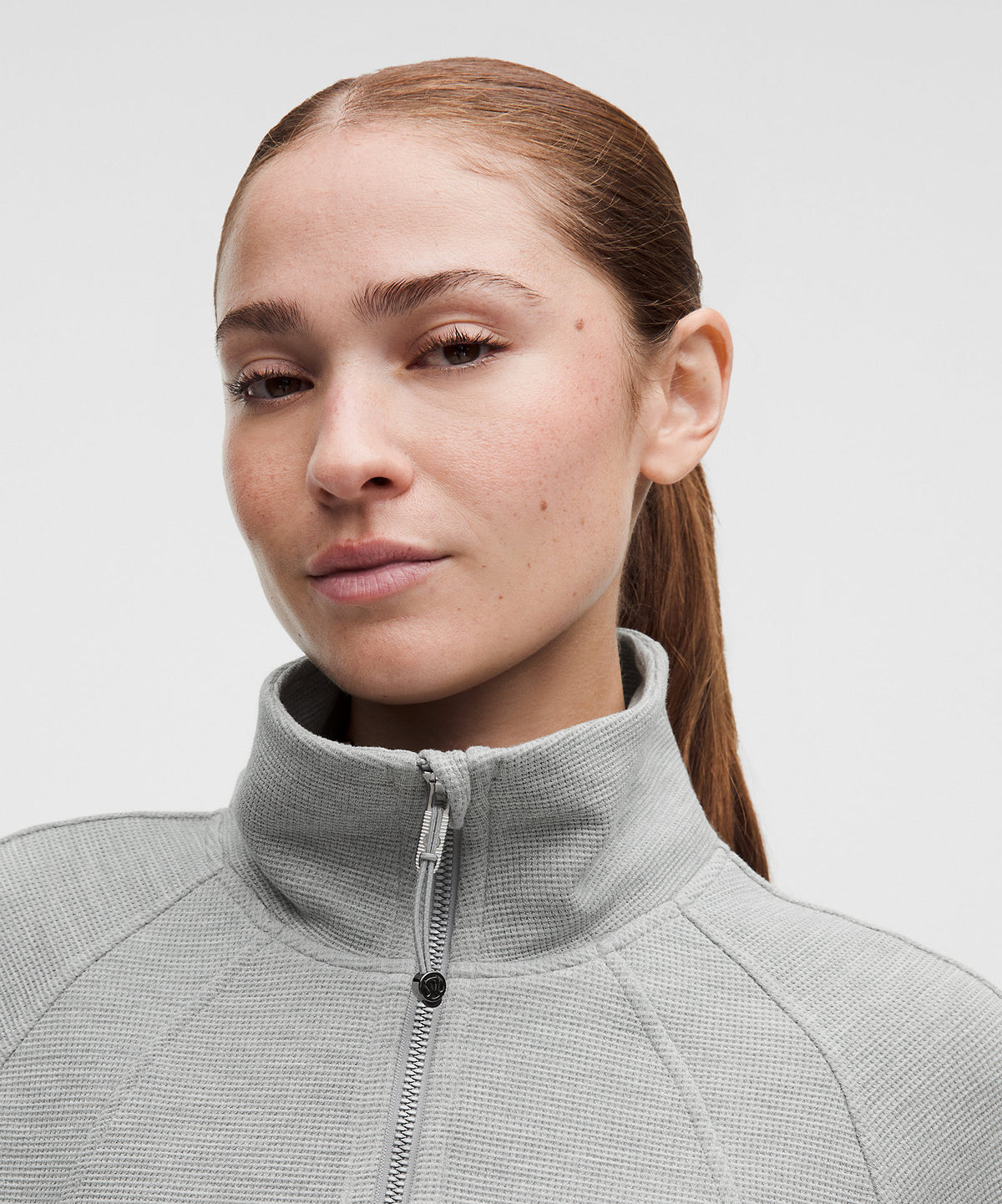 Lululemon Scuba Cropped Funnel-Neck Half Zip Waffle - Heathered Core Medium Grey - imagen 4