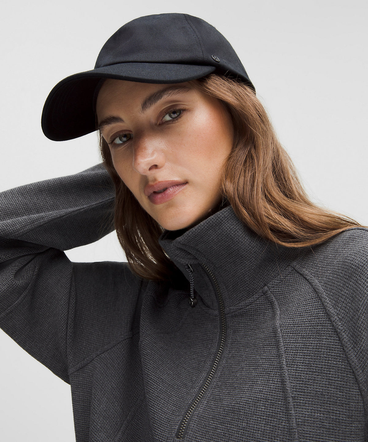 Lululemon Scuba Cropped Funnel-Neck Half Zip Waffle - Heathered Graphite Grey - imagen 4