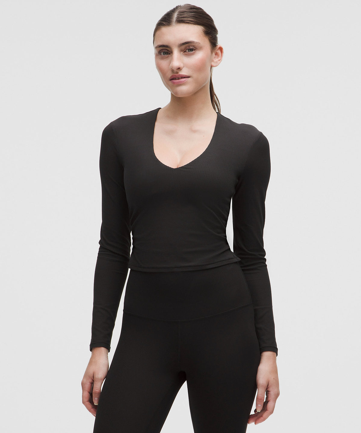 Lululemon All It Takes Ribbed Nulu V-Neck Long-Sleeve Shirt B-D Cups - Black - imagen 1